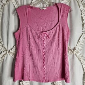 Y2K Marks & Spencer Lace Up Pink Sleeveless Top US Sz Large UK Sz 14
